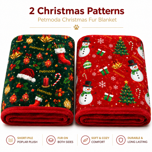 Petmoda Christmas Double-Sided Plush Blanket for Dogs & Cats