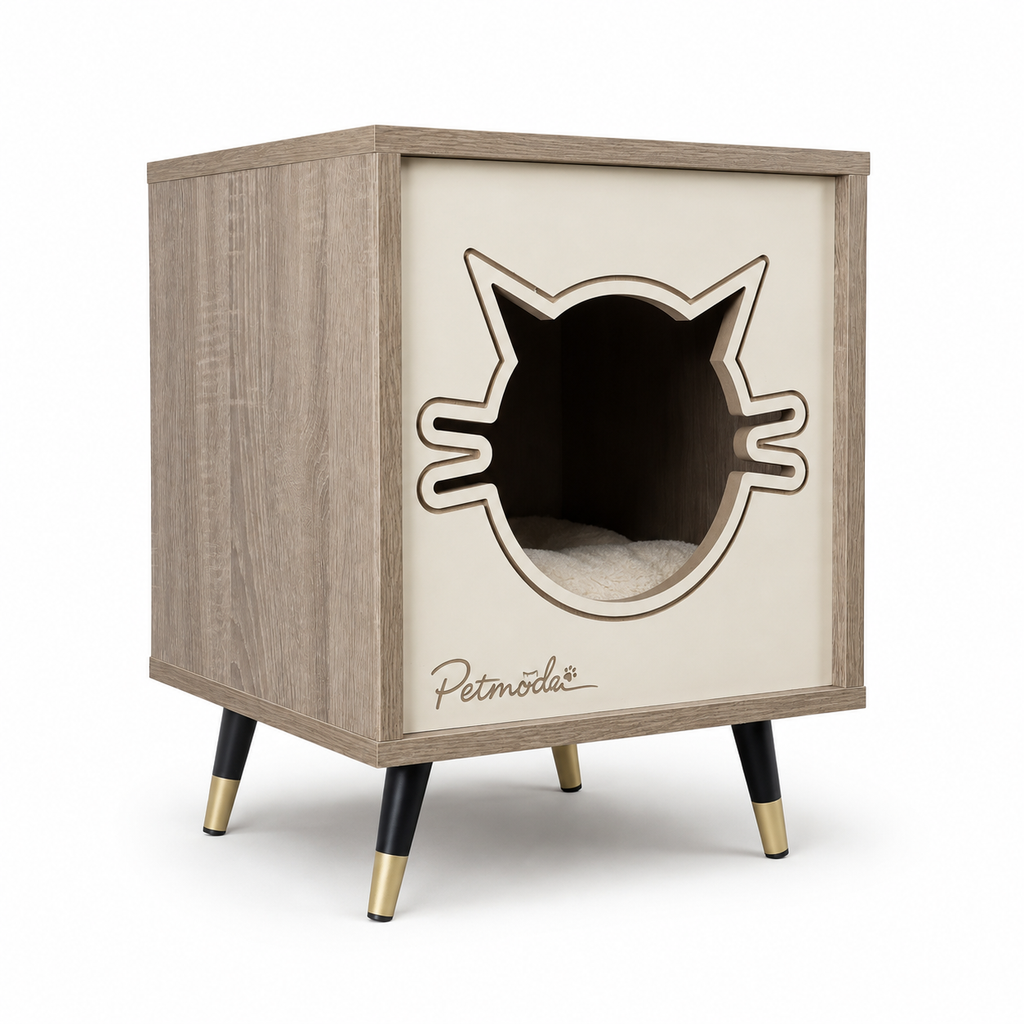 Petmoda Living Den – Wooden Cat House & Side Table