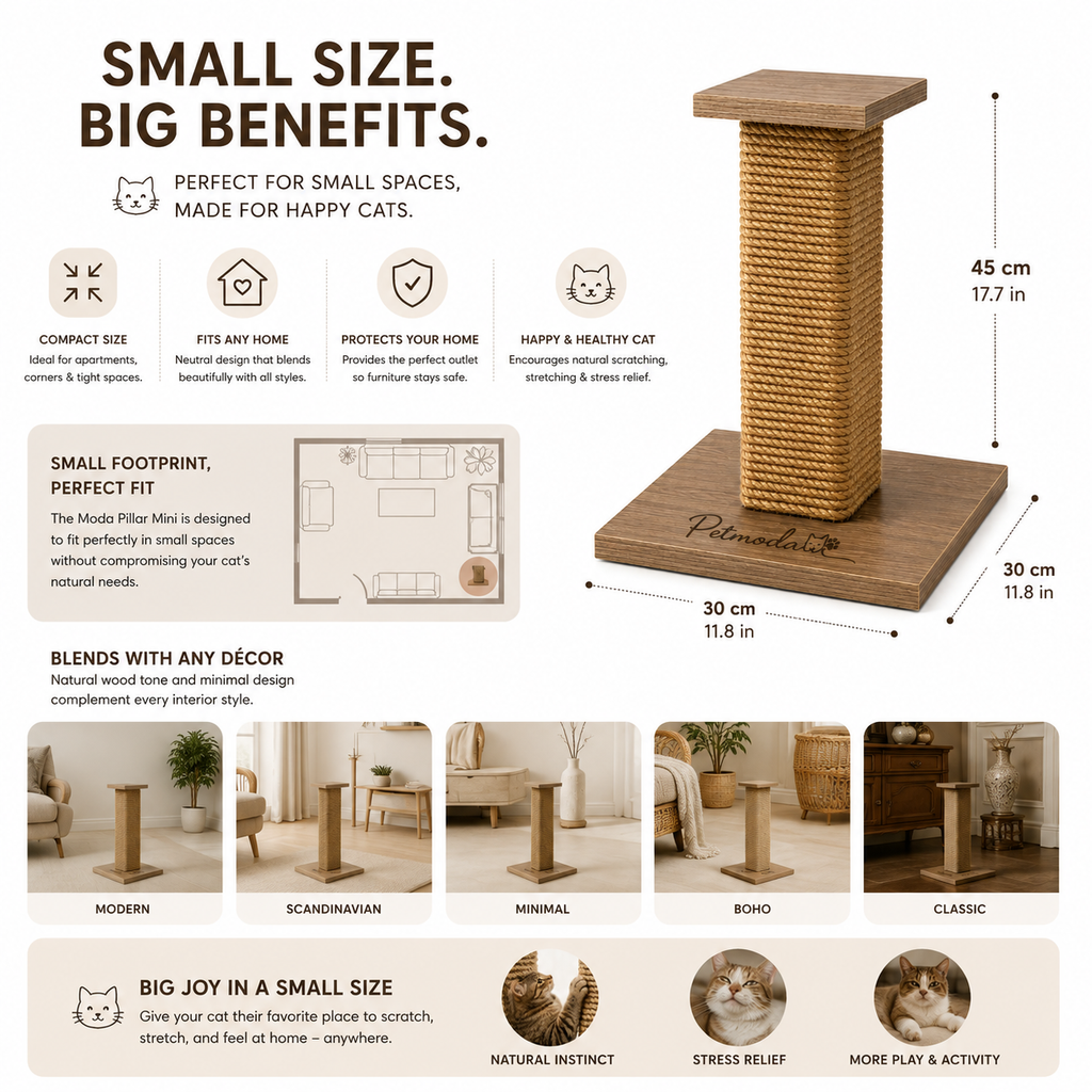 Petmoda Living Pillar Mini – Compact Sisal Cat Scratcher