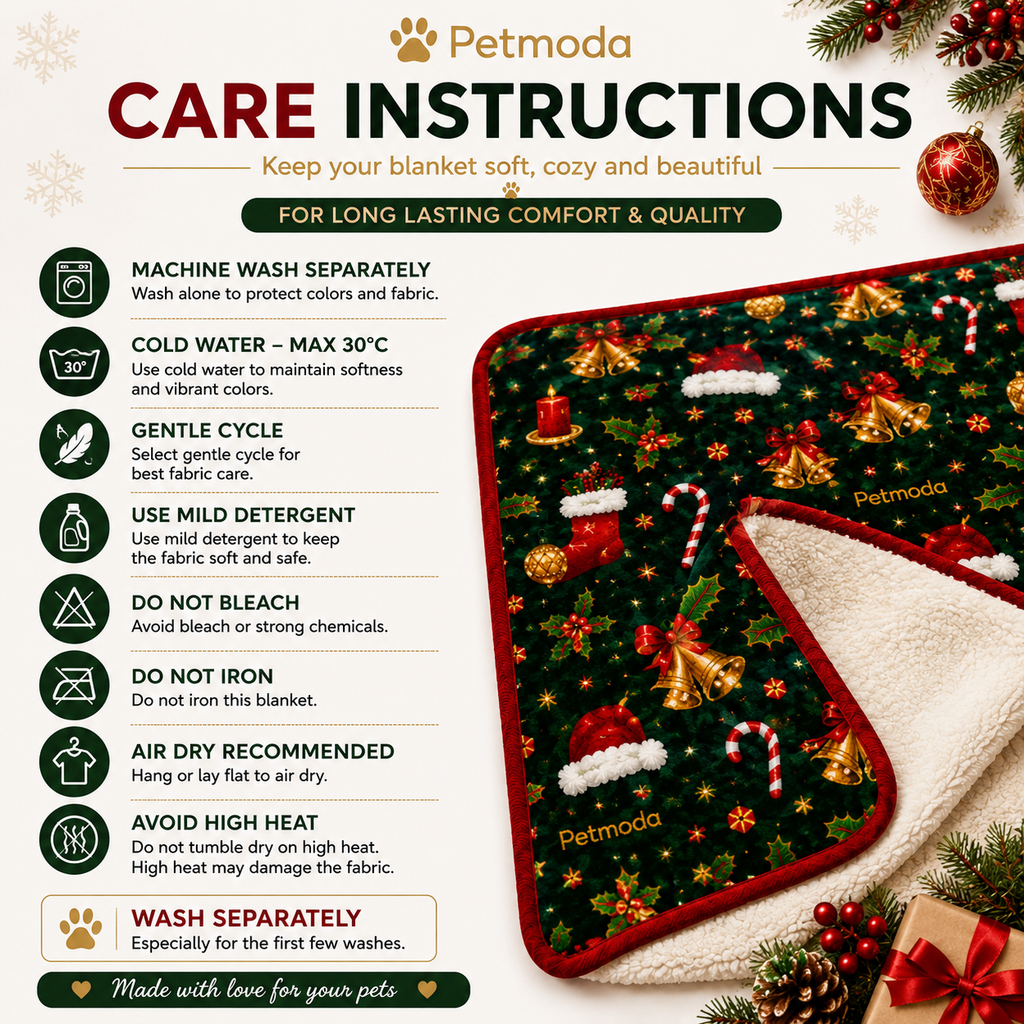 Petmoda Christmas Double-Sided Plush Blanket for Dogs & Cats