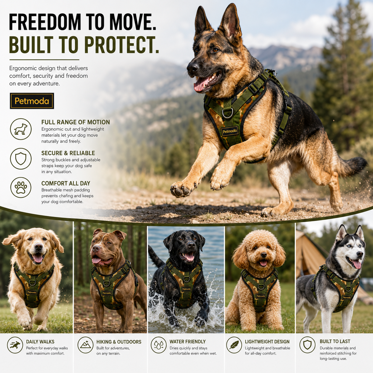 Petmoda Military Camo Harness – Tactical