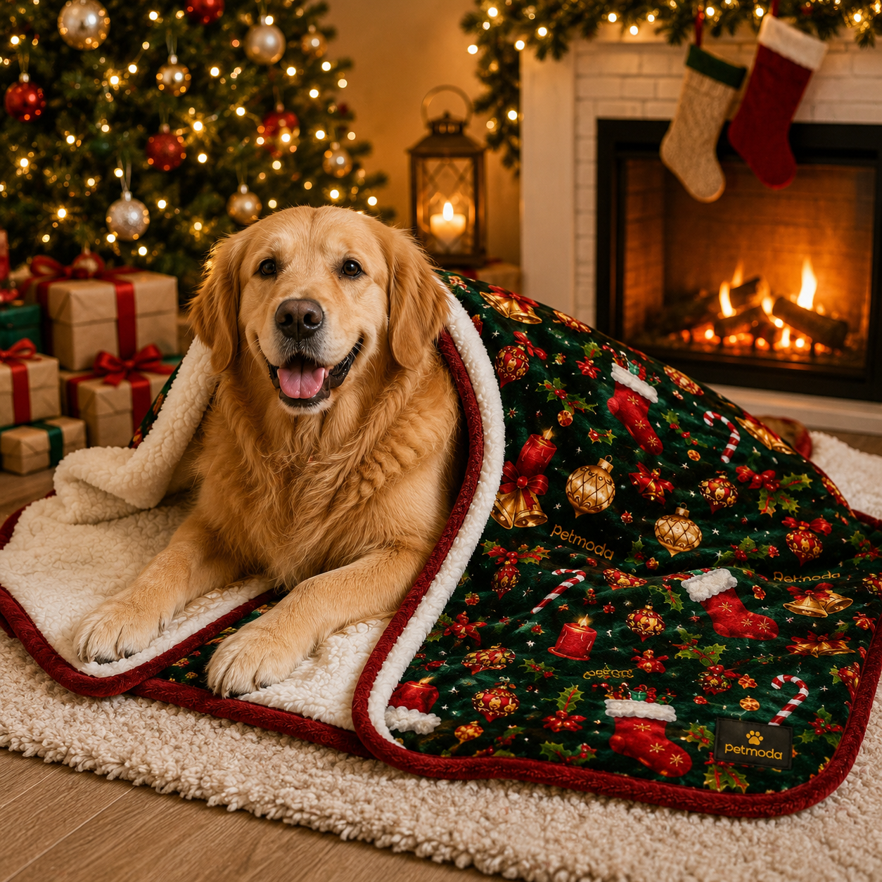 Petmoda Christmas Double-Sided Plush Blanket for Dogs & Cats