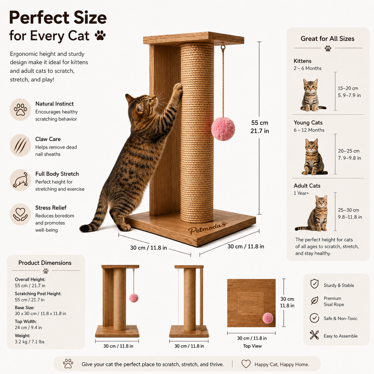 Petmoda Living Pillar – Sisal Cat Scratcher