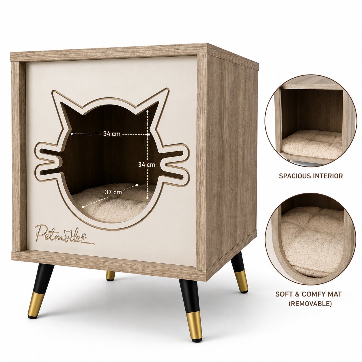 Petmoda Living Den – Wooden Cat House & Side Table