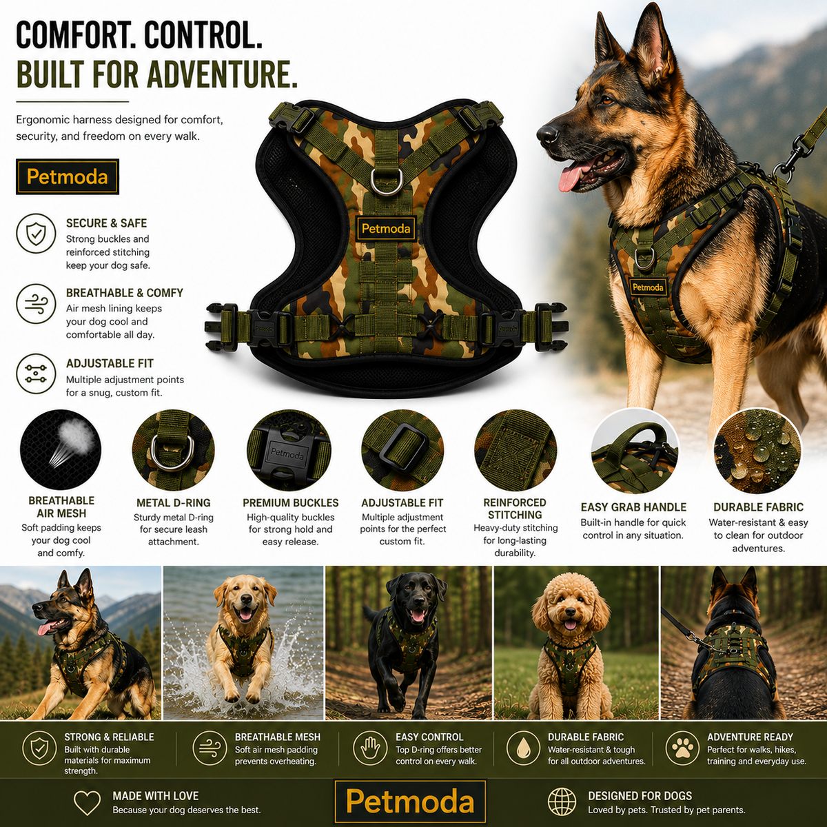 Petmoda Military Camo Harness – Tactical