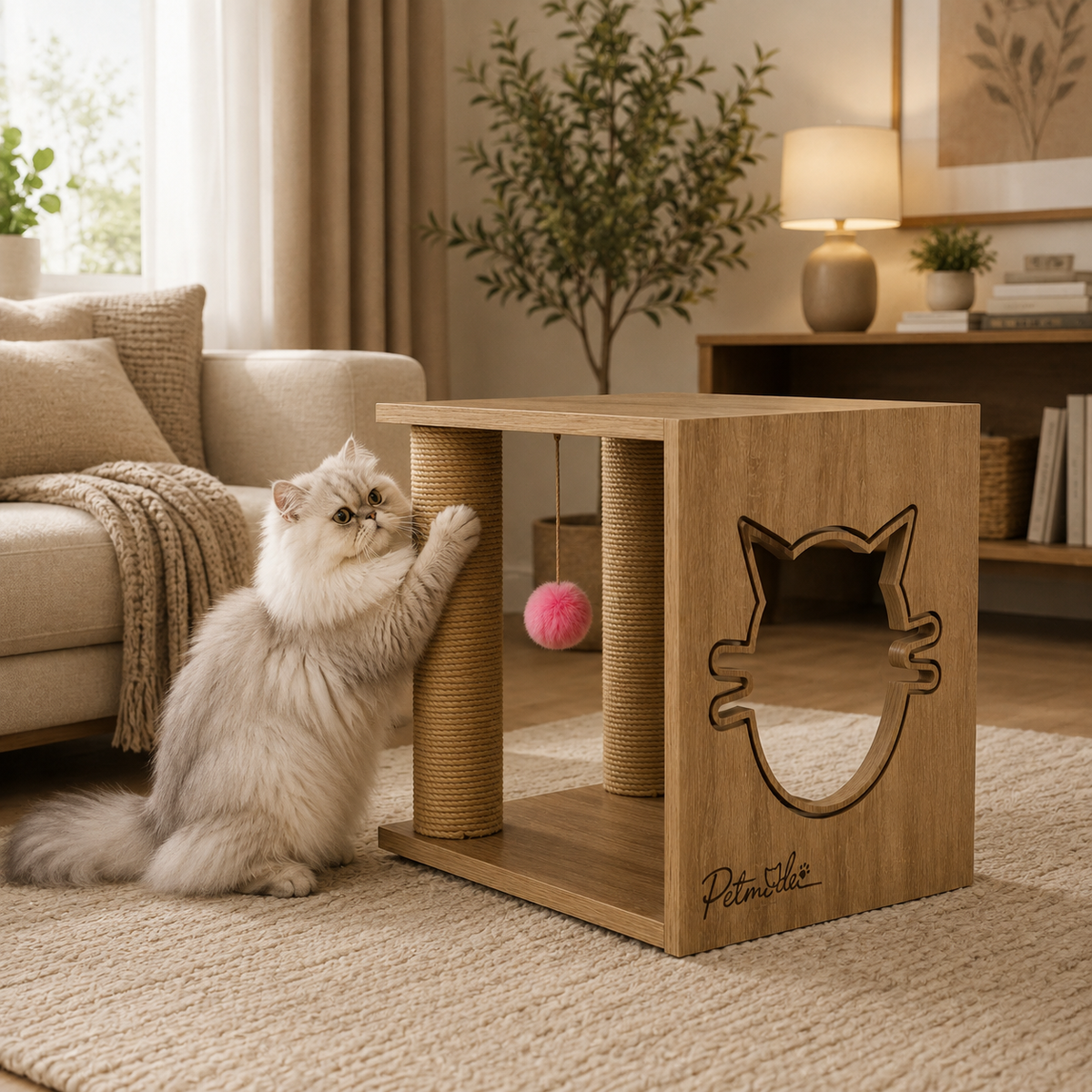Petmoda Living Box – Wooden Cat House & Scratcher