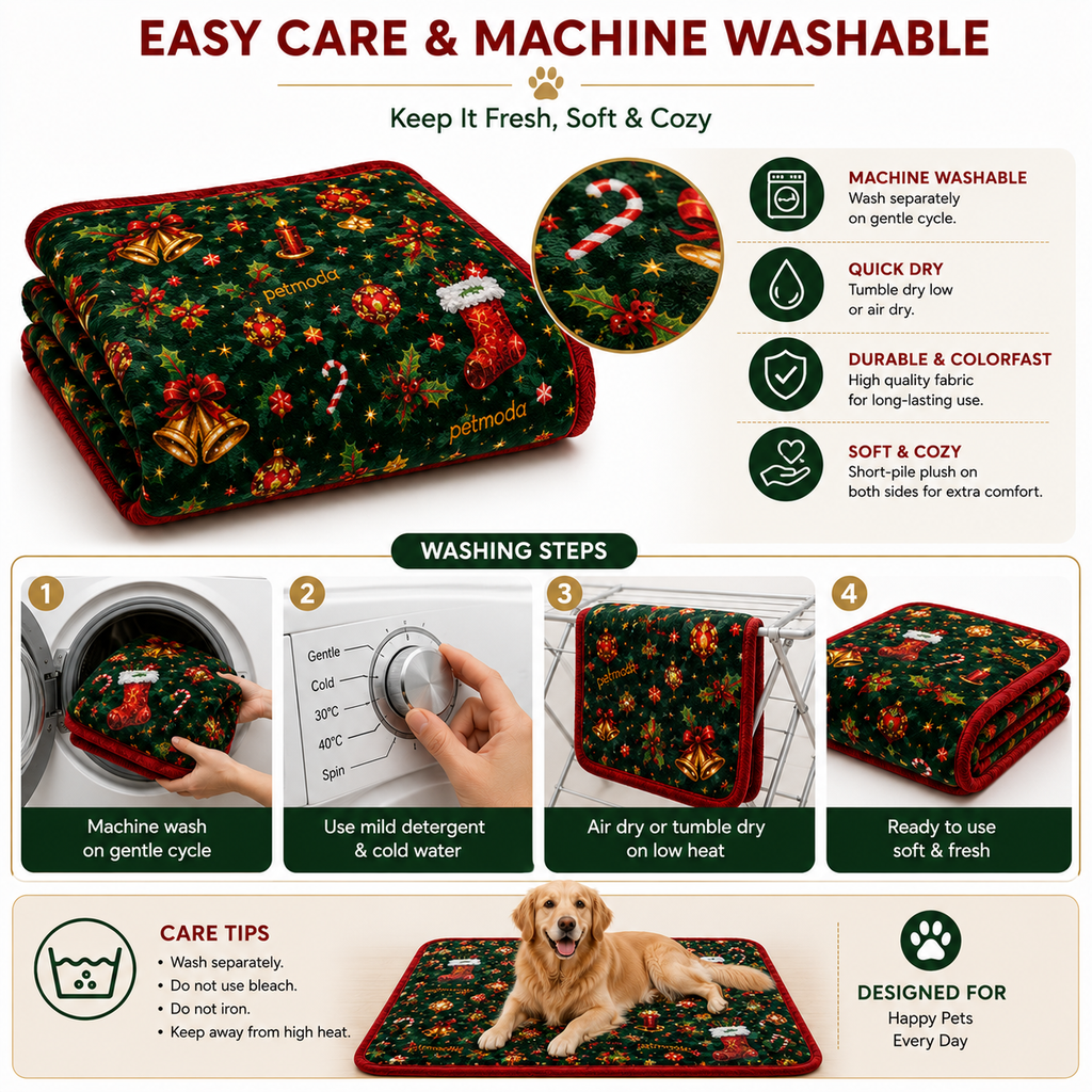 Petmoda Christmas Double-Sided Plush Blanket for Dogs & Cats