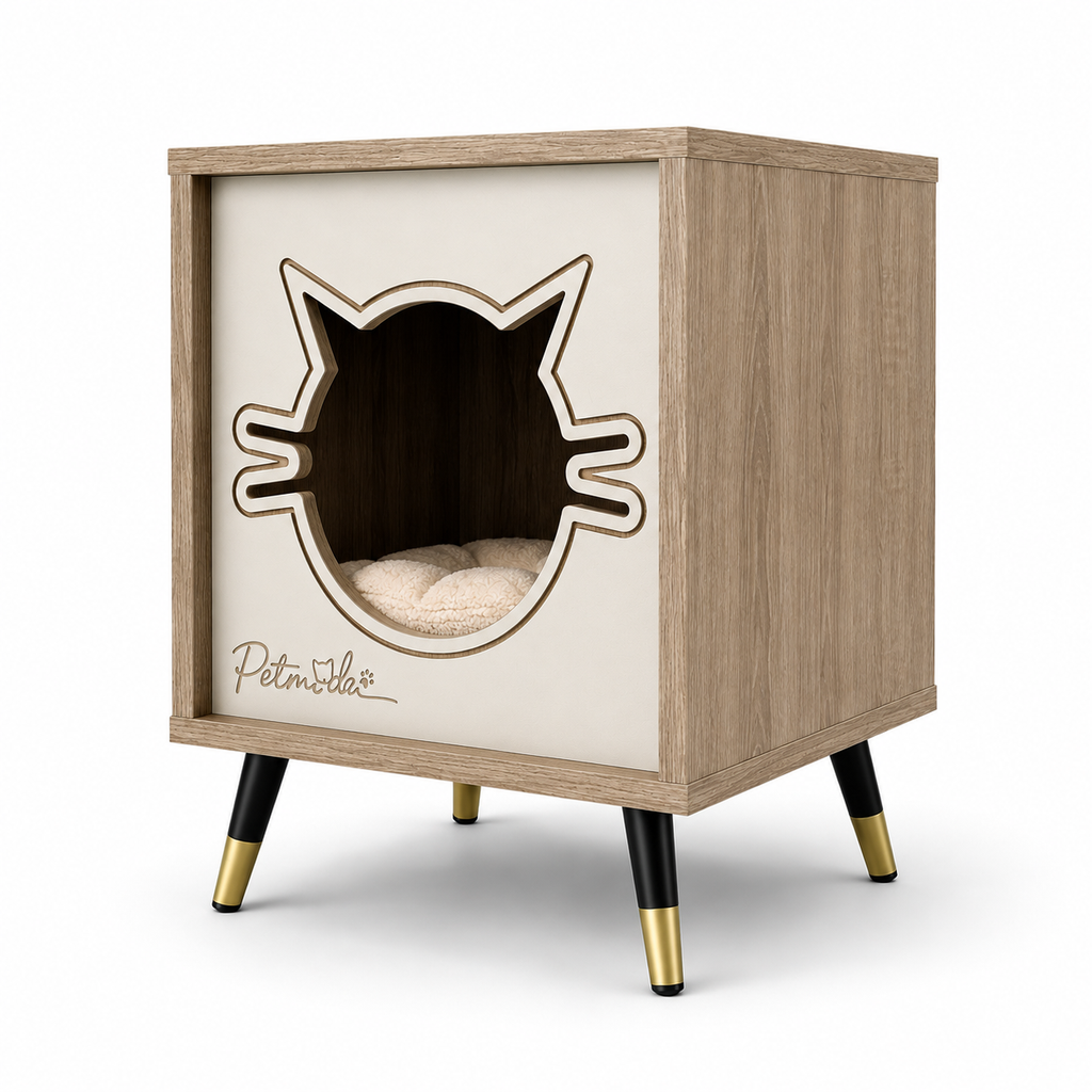 Petmoda Living Den – Wooden Cat House & Side Table