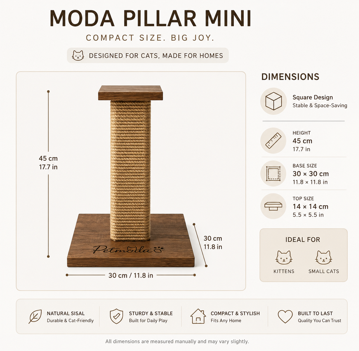 Petmoda Living Pillar Mini – Compact Sisal Cat Scratcher