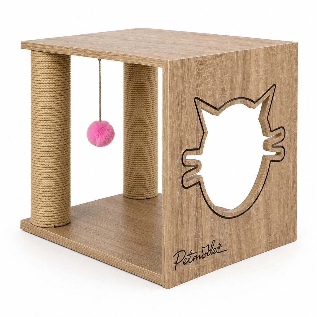 Petmoda Living Box – Wooden Cat House & Scratcher