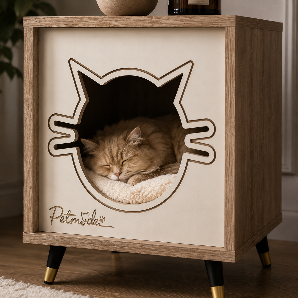 Petmoda Living Den – Wooden Cat House & Side Table