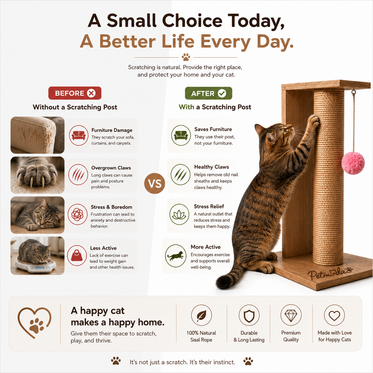 Petmoda Living Pillar – Sisal Cat Scratcher