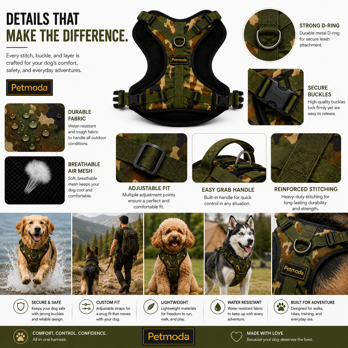 Petmoda Military Camo Harness – Tactical