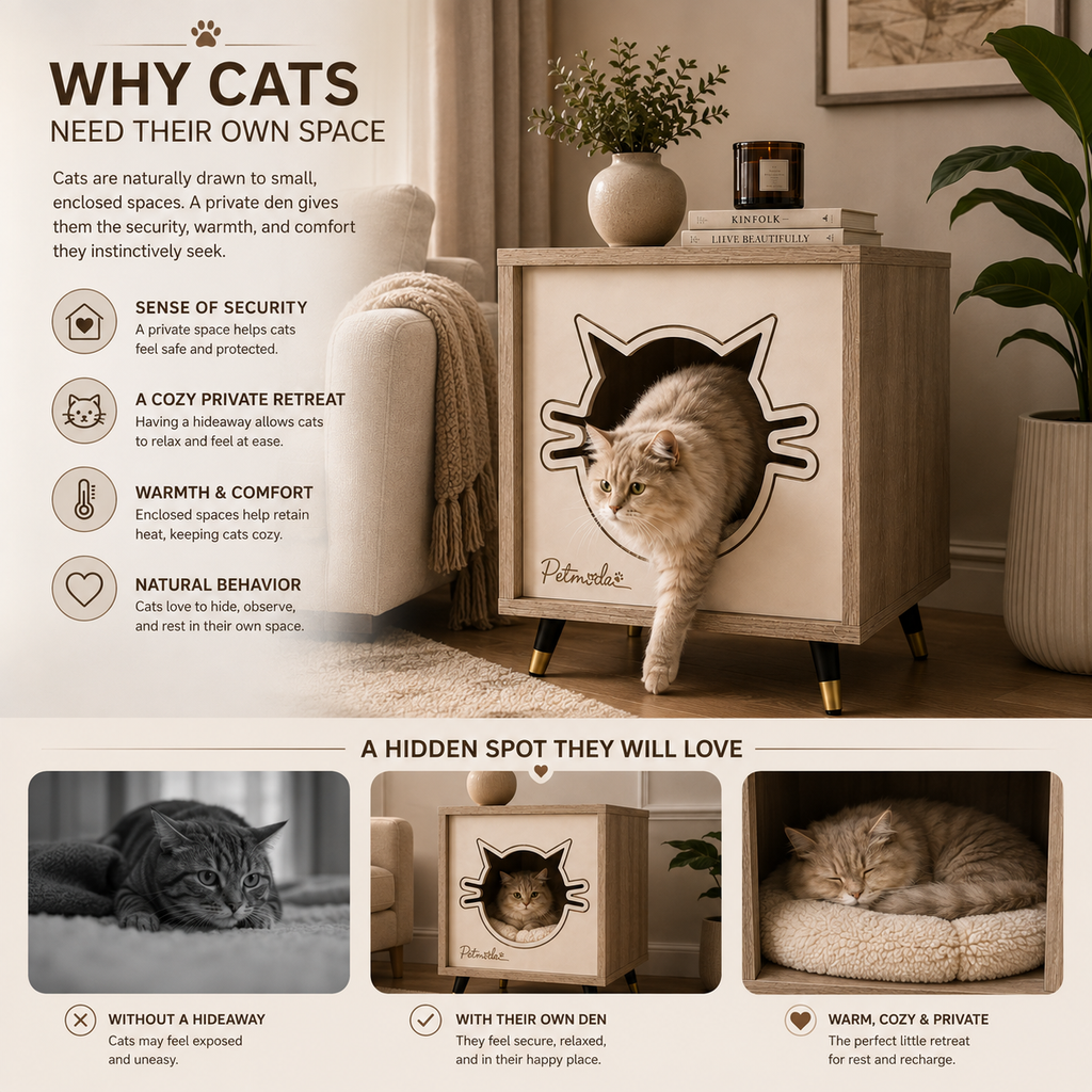 Petmoda Living Den – Wooden Cat House & Side Table