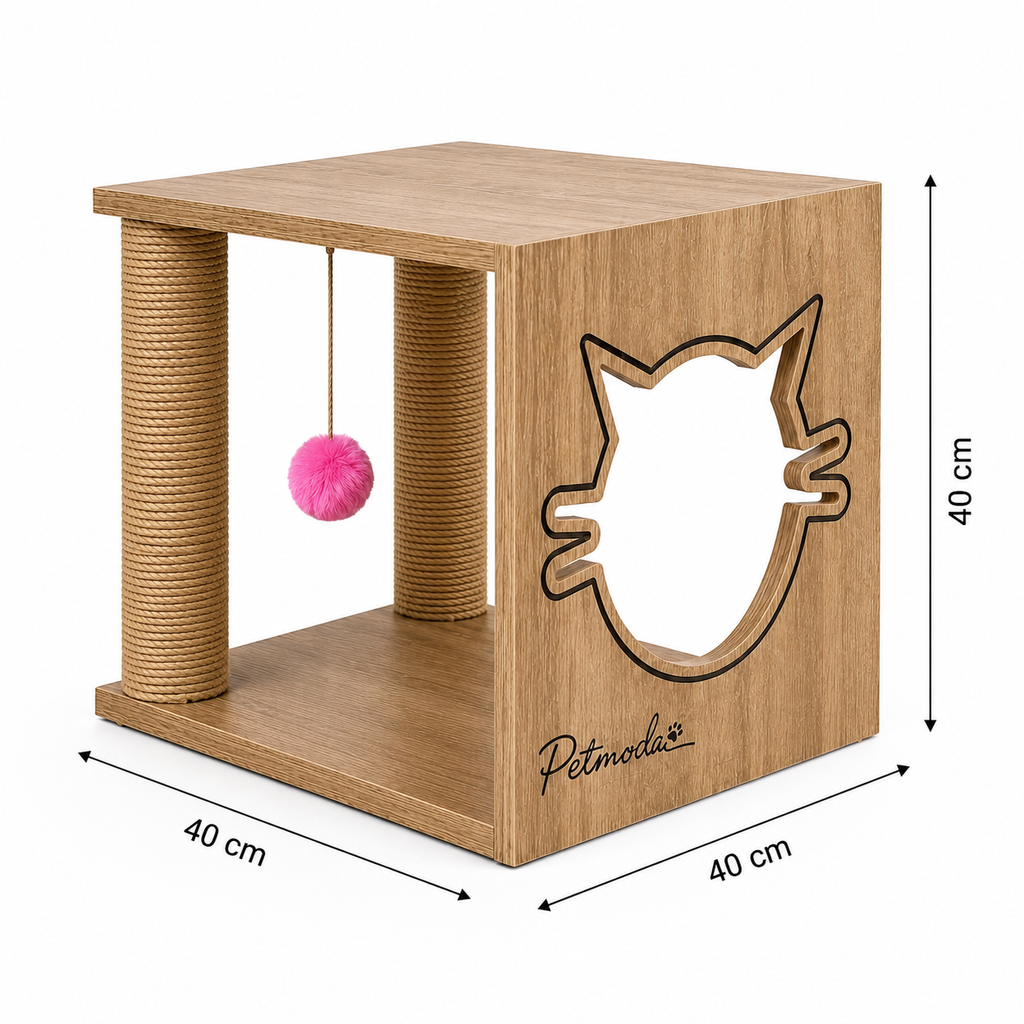 Petmoda Living Box – Wooden Cat House & Scratcher