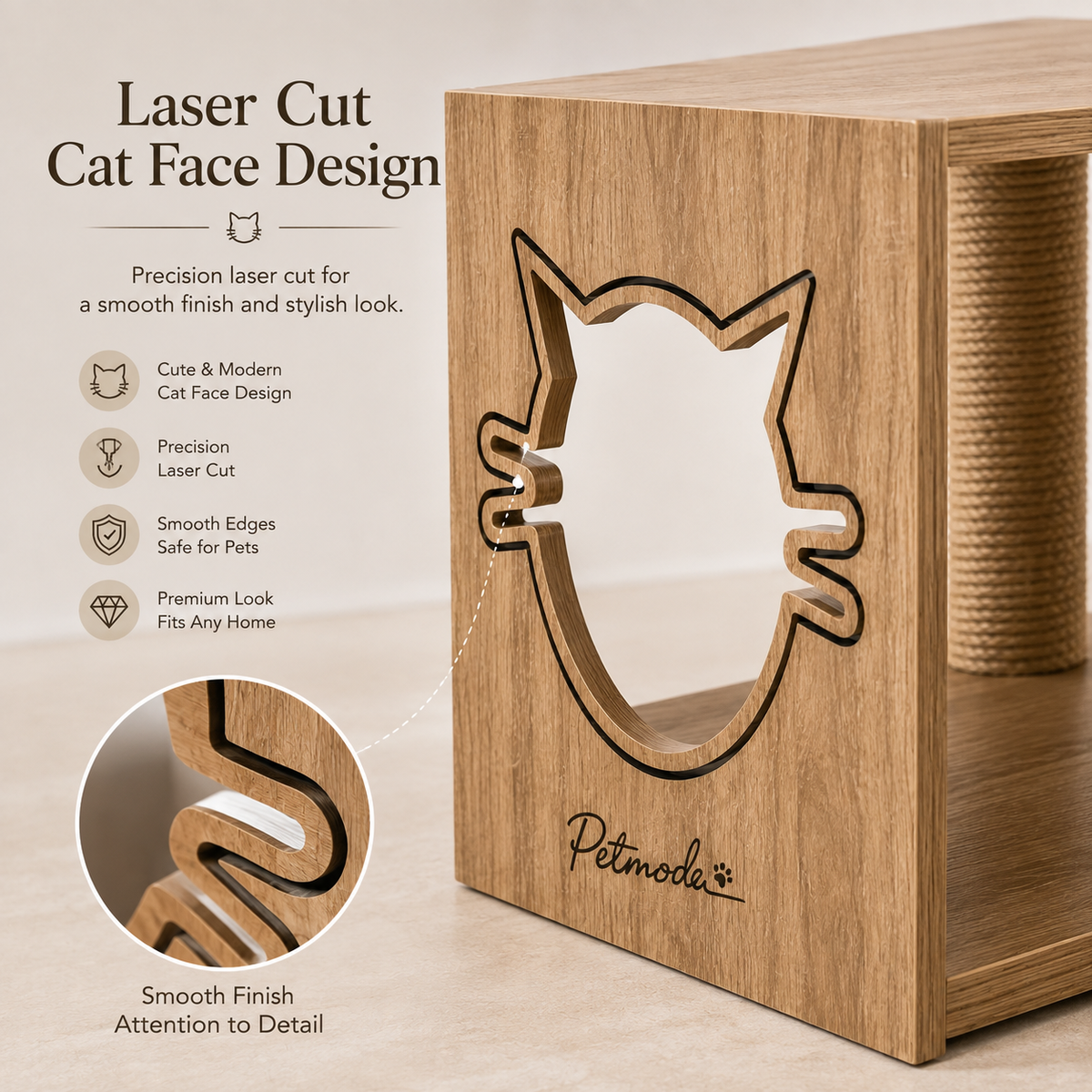 Petmoda Living Box – Wooden Cat House & Scratcher