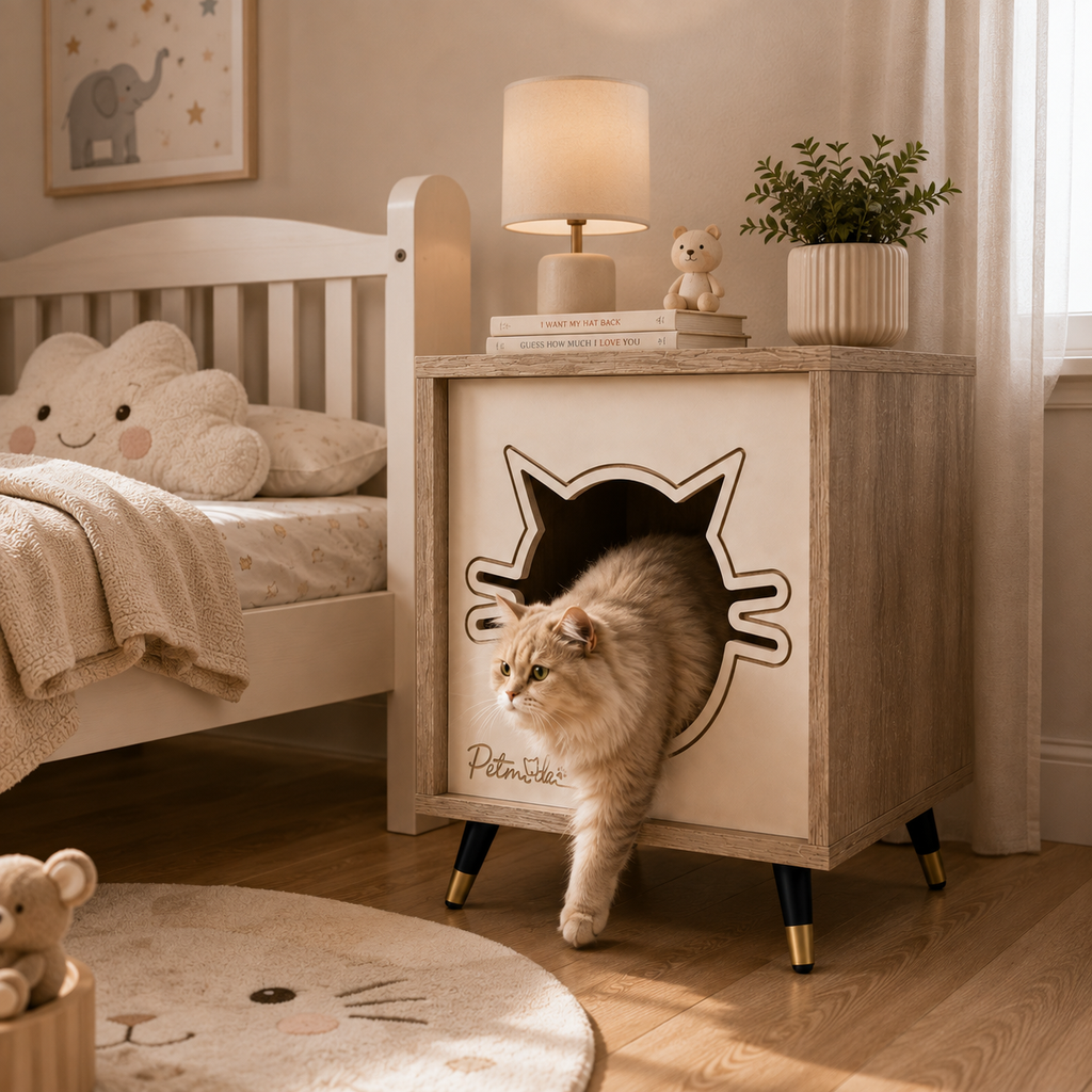 Petmoda Living Den – Wooden Cat House & Side Table